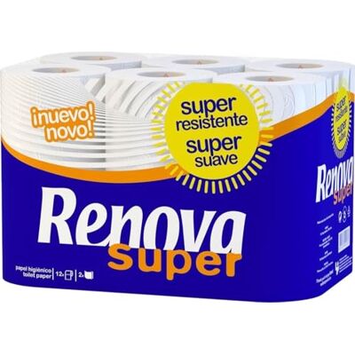 RENOVA Papel higiénico, super branco 12 rolos RENOVA Papel higiénico, super branco 12 rolos