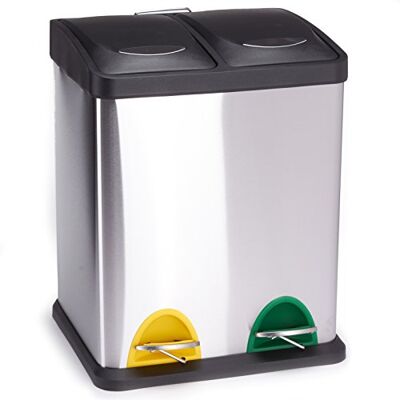 MSV MS265 Caixote do lixo em inox classificador, 2 compartimentos, 31x26,5x39,5cm MSV MS265 Caixote do lixo em inox classificador, 2 compartimentos, 31x26,5x39,5cm