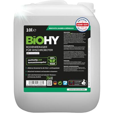 BIOHY Limpa o chão para robôs de limpeza com aroma fresco na primavera (bidón de 10 litros) Concentrado de limpeza para todos os robôs de limpeza, sem espuma e sem riscas (Wischroboter BIOHY Limpa o chão para robôs de limpeza com aroma fresco na primavera (bidón de 10 litros) Concentrado de limpeza para todos os robôs de limpeza, sem espuma e sem riscas (Wischroboter