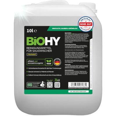 BIOHY Agente de limpeza para limpa-vidros de aspiração (Bidão de 10 litros) Concentrado 1:200 para aspiradores húmidos azulejos, PVC, parquet e laminado (Saugwischer) BIOHY Agente de limpeza para limpa-vidros de aspiração (Bidão de 10 litros) Concentrado 1:200 para aspiradores húmidos azulejos, PVC, parquet e laminado (Saugwischer)