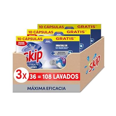 Skip Ultimate Detergente em cápsulas para a roupa máxima eficácia, 3 x 36 lavagens Skip Ultimate Detergente em cápsulas para a roupa máxima eficácia, 3 x 36 lavagens