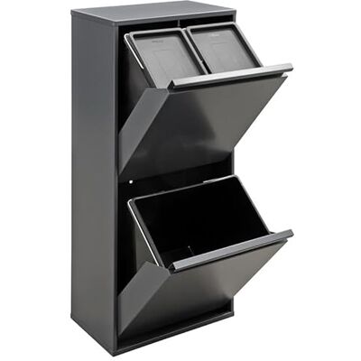 Arregui Basic Caixote para Lixo e Reciclagem de 3 Compartimentos 11+11+23 L (45 L) com Cubetas para Recipientes e Orgânico Caixotes de Lixo de Cozinha Contentores de Reciclagem Arregui Basic Caixote para Lixo e Reciclagem de 3 Compartimentos 11+11+23 L (45 L) com Cubetas para Recipientes e Orgânico Caixotes de Lixo de Cozinha Contentores de Reciclagem