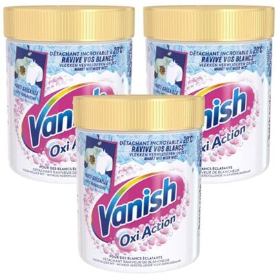 Vanish Oxi Action Conjunto de 3 removedores de manchas têxtil, pó branco, 470 g Vanish Oxi Action Conjunto de 3 removedores de manchas têxtil, pó branco, 470 g