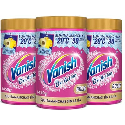 Vanish Oxi Action Multipoder Removedor de manchas multi-benefícios para a roupa, elimina odores e potenciador de lavagem, em pó, sem lixívia, 3 x 1450 g (4,35 kg) Vanish Oxi Action Multipoder Removedor de manchas multi-benefícios para a roupa, elimina odores e potenciador de lavagem, em pó, sem lixívia, 3 x 1450 g (4,35 kg)