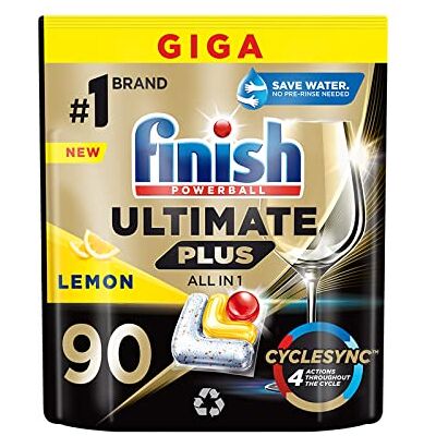 Finish Ultimate Plus cápsulas de limão para máquina de lavar louça, 90 unidades Finish Ultimate Plus cápsulas de limão para máquina de lavar louça, 90 unidades