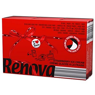 RENOVA Lenços de Bolso Red Label Vermelho aroma Sorvete de Morango 6 pacotinhos RENOVA Lenços de Bolso Red Label Vermelho aroma Sorvete de Morango 6 pacotinhos