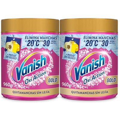 Vanish Oxi Action Gold Removedor de manchas multibenefício para a roupa, elimina odores e potenciador de lavagem, em pó, sem lixívia 1,92kg (2x 960g) Vanish Oxi Action Gold Removedor de manchas multibenefício para a roupa, elimina odores e potenciador de lavagem, em pó, sem lixívia 1,92kg (2x 960g)