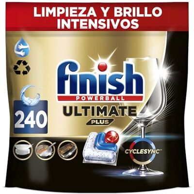 Finish Powerball Ultimate Plus All in 1, pastilhas para máquina de lavar louças com tecnologia Cyclesync, limpeza intensa e brilho diamante, 240 unidades (6 x 40) Finish Powerball Ultimate Plus All in 1, pastilhas para máquina de lavar louças com tecnologia Cyclesync, limpeza intensa e brilho diamante, 240 unidades (6 x 40)