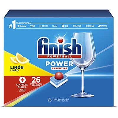 Finish Powerball Power Essential pastilhas para máquina de lavar louça, limão 26 pastilhas, a embalagem pode variar Limpieza y brillo diarios Detergente Lavavajillas Essentials Finish Powerball Power Essential pastilhas para máquina de lavar louça, limão 26 pastilhas, a embalagem pode variar Limpieza y brillo diarios Detergente Lavavajillas Essentials