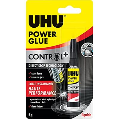 UHU Power Glue Liquid Control Cola instantânea, ultra rápida e forte Todos os materiais: plástico, metal, madeira, materiais não porosos – não flui, resistente à água – transparente – tubo de UHU Power Glue Liquid Control Cola instantânea, ultra rápida e forte Todos os materiais: plástico, metal, madeira, materiais não porosos – não flui, resistente à água – transparente – tubo de