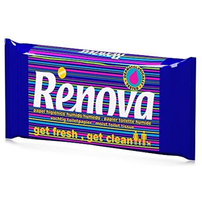 RENOVA Papel higiénico húmido, embalagem de 12, descartável por WC RENOVA Papel higiénico húmido, embalagem de 12, descartável por WC