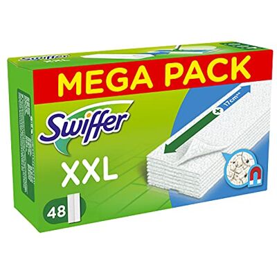 Swiffer Panos de substituição para vassoura, 48 peças, para apanhar e apanhar 3 vezes mais pó, sujidade e pelos do que uma vassoura tradicional Swiffer Panos de substituição para vassoura, 48 peças, para apanhar e apanhar 3 vezes mais pó, sujidade e pelos do que uma vassoura tradicional