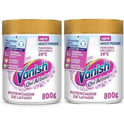 Vanish Oxi Advance Removedor de manchas multibenefícios, branqueador e potenciador de lavagem, para roupa branca, em pó, sem lixívia 1,6 kg (2 x 800 g) Vanish Oxi Advance Removedor de manchas multibenefícios, branqueador e potenciador de lavagem, para roupa branca, em pó, sem lixívia 1,6 kg (2 x 800 g)