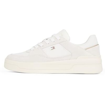 Tommy Hilfiger Court Sneaker de mulher essencial Basket Low Top, branco (Ecru), 38 Tommy Hilfiger Court Sneaker de mulher essencial Basket Low Top, branco (Ecru), 38