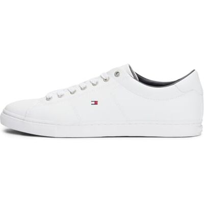 Tommy Hilfiger Sneaker com Sola Cupsole Homem Essential Leather Calçado, Branco Tommy Hilfiger Sneaker com Sola Cupsole Homem Essential Leather Calçado, Branco