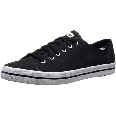 Keds Estação do Kickstart. Canvas White, Sapatilhas de mulher, Preto Black Canvas Keds Estação do Kickstart. Canvas White, Sapatilhas de mulher, Preto Black Canvas