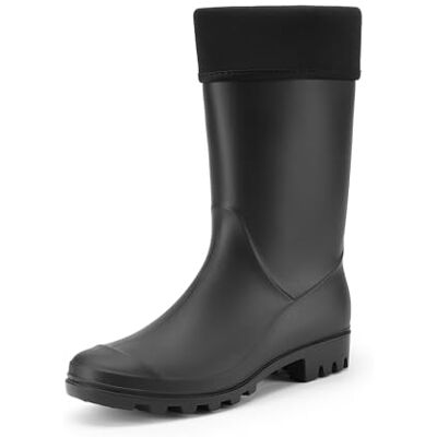 DREAM PAIRS Botas Altas de Água PVC Mulher Sapatos de Chuva Impermeáveis Antiderrapantes Leves Moda com Forro Macio, Preto, 41 UE DREAM PAIRS Botas Altas de Água PVC Mulher Sapatos de Chuva Impermeáveis Antiderrapantes Leves Moda com Forro Macio, Preto, 41 UE