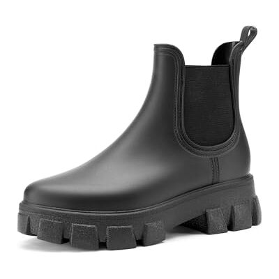DREAM PAIRS Botas PVC de água mulher sapatos de chuva impermeáveis antiderrapantes leves moda, tamanho 40, preto, DWUMRB2501 DREAM PAIRS Botas PVC de água mulher sapatos de chuva impermeáveis antiderrapantes leves moda, tamanho 40, preto, DWUMRB2501