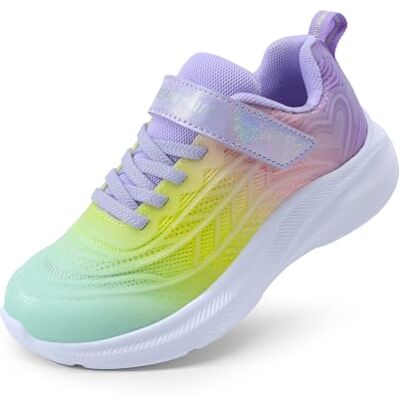 DREAM PAIRS Sapatilhas de corrida sem atacadores, verde/amarelo/roxo, 35 DREAM PAIRS Sapatilhas de corrida sem atacadores, verde/amarelo/roxo, 35