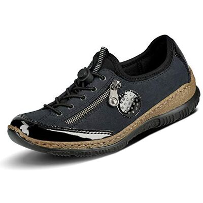 Rieker Mulher sapatos com cordões N32G0, senhora sapatos desportivos com atacadores, Azul Schwarz Pazifik Baltik Schwarz 01, 41 UE Rieker Mulher sapatos com cordões N32G0, senhora sapatos desportivos com atacadores, Azul Schwarz Pazifik Baltik Schwarz 01, 41 UE
