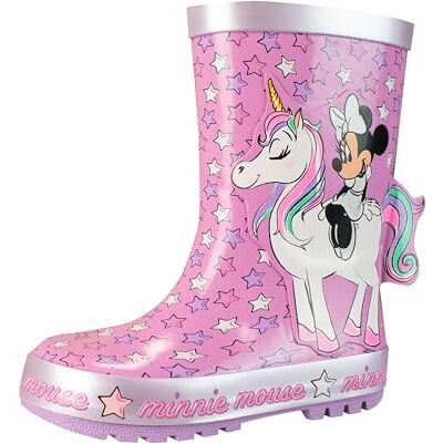 Disney Botas impermeáveis para meninas Minnie Mouse rosa 23 Disney Botas impermeáveis para meninas Minnie Mouse rosa 23