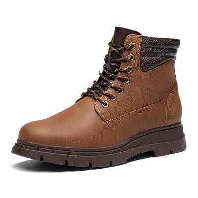 Bruno Marc Botas Moto cordões homem botas Chukka vestir inverno com fecho de correr e sola antiderrapante, tamanho 46, castanho, BMUMAB2512 Bruno Marc Botas Moto cordões homem botas Chukka vestir inverno com fecho de correr e sola antiderrapante, tamanho 46, castanho, BMUMAB2512