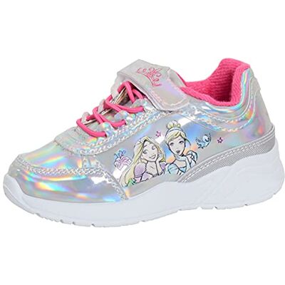 Disney Princess Girls Trainers Sapatilhas desportivas holográficas prateadas para crianças, sapatilhas de corrida Ariel Rapunzel Belle Cinderela, Multicolor Disney Princess Girls Trainers Sapatilhas desportivas holográficas prateadas para crianças, sapatilhas de corrida Ariel Rapunzel Belle Cinderela, Multicolor