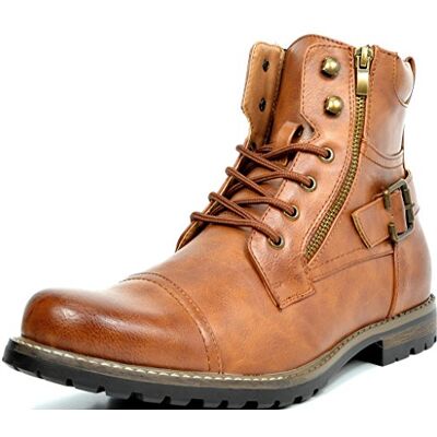 Bruno Marc Botas de combate de motocicleta com fecho de correr para homem, marrom, 41 UE Bruno Marc Botas de combate de motocicleta com fecho de correr para homem, marrom, 41 UE