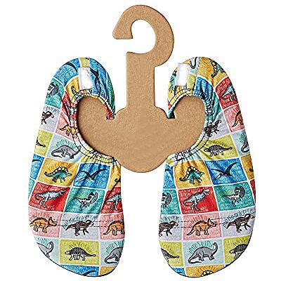 Slipstop Sapatilhas unissexo antiderrapantes para a praia, desporto, piscina, férias, ioga, fator de proteção solar 50 multicolorido com dinossauros Slipstop Sapatilhas unissexo antiderrapantes para a praia, desporto, piscina, férias, ioga, fator de proteção solar 50 multicolorido com dinossauros