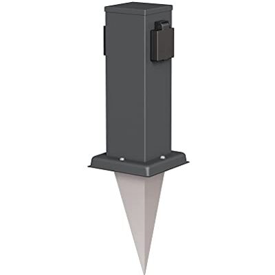 ledscom.de Polly pilar de tomada de jardim com espeto de chão para exteriores, IP44, 2 conectores, antracite, angular, 27 cm ledscom.de Polly pilar de tomada de jardim com espeto de chão para exteriores, IP44, 2 conectores, antracite, angular, 27 cm