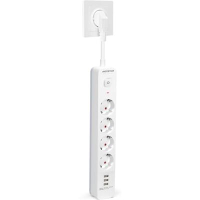Aigostar Extensão Elétrica, Alargador de 4 Tomadas Correntes e 3 Tomadas USB Rápidas, Extensão Múltipla com Interruptor, Branco Aigostar Extensão Elétrica, Alargador de 4 Tomadas Correntes e 3 Tomadas USB Rápidas, Extensão Múltipla com Interruptor, Branco