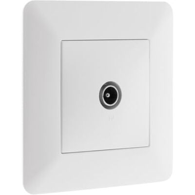 Zenitech Tomada de TV Ø 9,52 mm, equipamento embalado, motor compacto para fácil cablagem, frontal ajustável compatível com caixa de embutimento, placa 86 x 86 mm, branco Zenitech Tomada de TV Ø 9,52 mm, equipamento embalado, motor compacto para fácil cablagem, frontal ajustável compatível com caixa de embutimento, placa 86 x 86 mm, branco