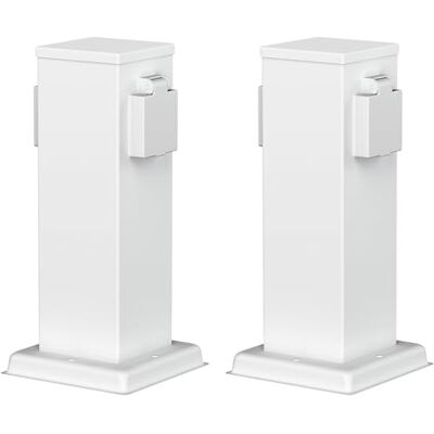 ledscom.de 2 tomadas de jardim coluna Polly para exteriores, IP44, 2 vias, aço inoxidável, branco, quadrado, 27 cm ledscom.de 2 tomadas de jardim coluna Polly para exteriores, IP44, 2 vias, aço inoxidável, branco, quadrado, 27 cm
