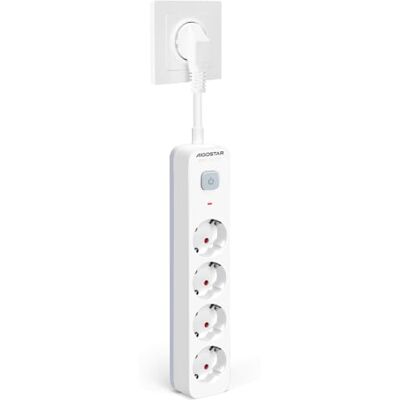 Aigostar Régua de tomadas, Extensão de tomada de 4 tomadas, Tomada múltipla régua com interruptor, Branco Aigostar Régua de tomadas, Extensão de tomada de 4 tomadas, Tomada múltipla régua com interruptor, Branco