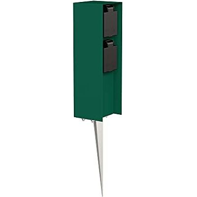 ledscom.de Coluna de tomada para jardim POMI com espiga de terra para exterior, IP44, de 2 dobras, verde, angular, 23cm ledscom.de Coluna de tomada para jardim POMI com espiga de terra para exterior, IP44, de 2 dobras, verde, angular, 23cm