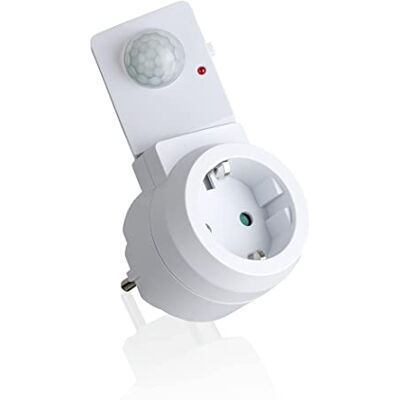 SEBSON Tomada com detetor de movimento 230 V, sensor rotativo PIR, tomada de corrente programável, adaptador de tomada, LED adequado, máximo. 1000W SEBSON Tomada com detetor de movimento 230 V, sensor rotativo PIR, tomada de corrente programável, adaptador de tomada, LED adequado, máximo. 1000W