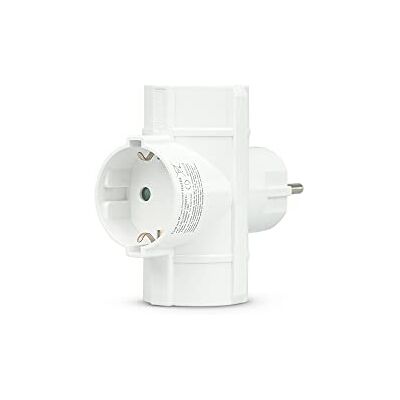 Garza Adaptador triplo lateral (3 tomadas Schuko) Ladrão triplo de tomadas com tomada de terra proteção infantil branco Garza Adaptador triplo lateral (3 tomadas Schuko) Ladrão triplo de tomadas com tomada de terra proteção infantil branco