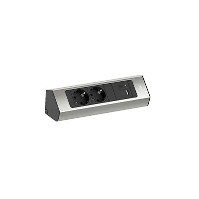 Bachmann Extensão Casia 2, 2 tomadas com USB A e USB C, cabo de 2 m, tomada múltipla para montagem na parede e canto na cozinha e escritório, aspeto de aço inoxidável 932.002 (com revestimento Bachmann Extensão Casia 2, 2 tomadas com USB A e USB C, cabo de 2 m, tomada múltipla para montagem na parede e canto na cozinha e escritório, aspeto de aço inoxidável 932.002 (com revestimento