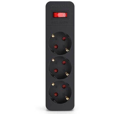 Aigostar Adaptador de Tomadas de Parede com 3 Saídas e Interruptor, Ladrão de Tomadas com Proteção Infantil, Tomada de Parede, 16A, 250V, Preto Aigostar Adaptador de Tomadas de Parede com 3 Saídas e Interruptor, Ladrão de Tomadas com Proteção Infantil, Tomada de Parede, 16A, 250V, Preto