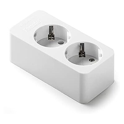 Famatel Extensão de 2 tomadas, sem interruptor, sem cabo, até 3680 W, proteção infantil, orientação de tomadas para 45º, evita consumos fantasma, TT Lateral, 16A, 250 V, branco Famatel Extensão de 2 tomadas, sem interruptor, sem cabo, até 3680 W, proteção infantil, orientação de tomadas para 45º, evita consumos fantasma, TT Lateral, 16A, 250 V, branco