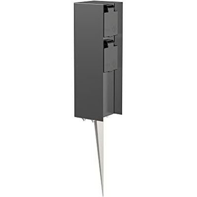ledscom.de Coluna de tomada para jardim POMI com espiga de terra para exterior, IP44, 2 vezes, antracite, angular, 23 cm ledscom.de Coluna de tomada para jardim POMI com espiga de terra para exterior, IP44, 2 vezes, antracite, angular, 23 cm