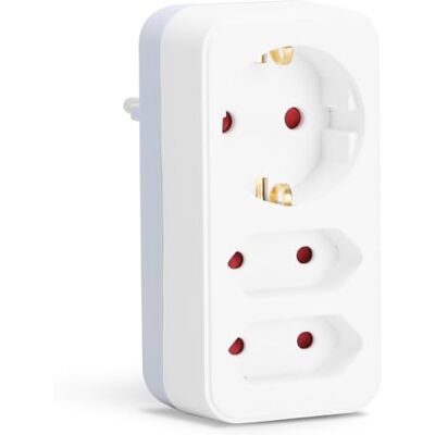 Aigostar Tomadas europeias com 3 tomadas adaptador tomadas com proteção infantil, 1 Schuko, 2 pinos UE, branco Aigostar Tomadas europeias com 3 tomadas adaptador tomadas com proteção infantil, 1 Schuko, 2 pinos UE, branco