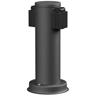 ledscom.de Suporte de lâmpada de jardim PORU para exteriores, IP44, 2 vias, aço inoxidável, antracite, redondo, 27 cm ledscom.de Suporte de lâmpada de jardim PORU para exteriores, IP44, 2 vias, aço inoxidável, antracite, redondo, 27 cm