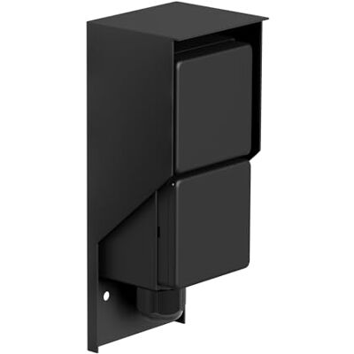 ledscom.de Tomada de energia para ambientes exteriores e húmidos PIWI, montagem em superfície, IP44, tomada dupla Schuko, 16 A/230 V, aço inoxidável, plástico, preto, vertical ledscom.de Tomada de energia para ambientes exteriores e húmidos PIWI, montagem em superfície, IP44, tomada dupla Schuko, 16 A/230 V, aço inoxidável, plástico, preto, vertical