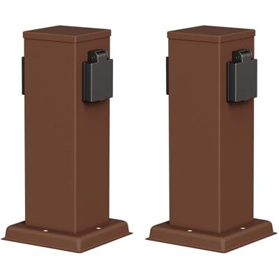 ledscom.de 2 colunas de tomadas para jardim Polly para exterior, IP44, duplo, aço inoxidável, castanho, quadrado, 27 cm ledscom.de 2 colunas de tomadas para jardim Polly para exterior, IP44, duplo, aço inoxidável, castanho, quadrado, 27 cm