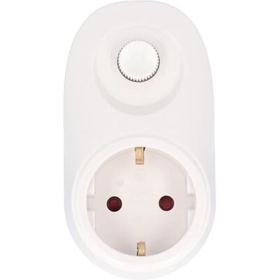 Unitec tomada adaptador com regulador de intensidade, atenuador de tomada para lâmpadas incandescentes e halogéneas de alta tensão até 280 watts, branco Unitec tomada adaptador com regulador de intensidade, atenuador de tomada para lâmpadas incandescentes e halogéneas de alta tensão até 280 watts, branco
