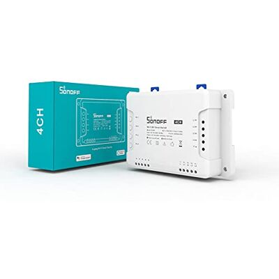 SONOFF Interruptor inteligente Wi-Fi de 4 canais, 3500 W, para estores e garagem, com modo de bloqueio automático, bloqueio e avanço lento, não é compatível com DC SONOFF Interruptor inteligente Wi-Fi de 4 canais, 3500 W, para estores e garagem, com modo de bloqueio automático, bloqueio e avanço lento, não é compatível com DC