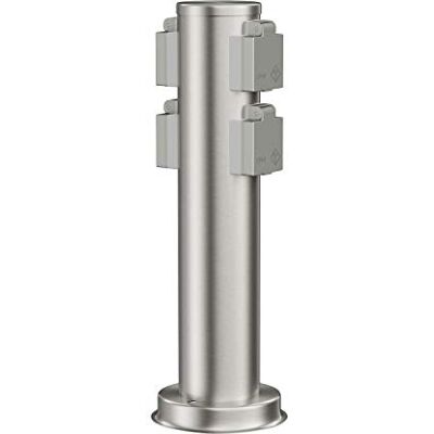ledscom.de Coluna de tomada PORU para exteriores, IP44, 4 vias, aço inoxidável, aço inoxidável, redonda, 40 cm ledscom.de Coluna de tomada PORU para exteriores, IP44, 4 vias, aço inoxidável, aço inoxidável, redonda, 40 cm