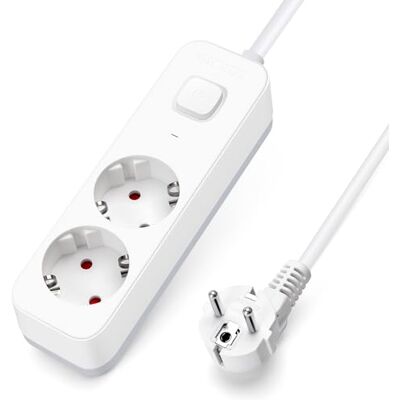 Aigostar Régua de tomadas com 2 entradas com interruptor, cabo de 1,5 m, 16A/3680W, proteção infantil, branco – Extensão elétrica para casa, escritório, quarto Aigostar Régua de tomadas com 2 entradas com interruptor, cabo de 1,5 m, 16A/3680W, proteção infantil, branco – Extensão elétrica para casa, escritório, quarto