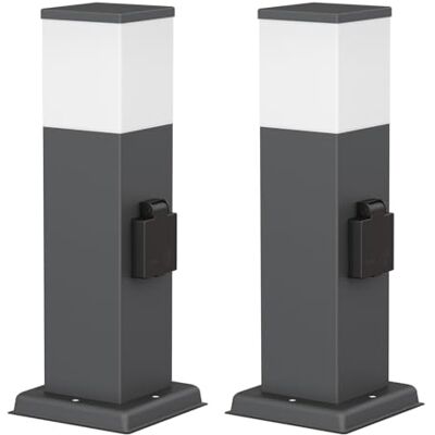 ledscom.de 2 candeeiros de estrada / faróis POLLY para exterior, IP44, 35 cm, antracite, 1 casquilho G9 no máximo 10 W, tomada de corrente ledscom.de 2 candeeiros de estrada / faróis POLLY para exterior, IP44, 35 cm, antracite, 1 casquilho G9 no máximo 10 W, tomada de corrente